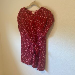Como Vintage Red and White geometric Wrap Blouse